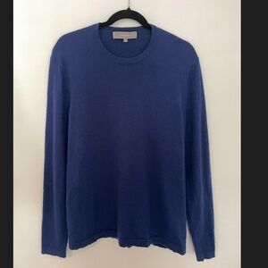 Neiman Marcus 100% Cashmere Navy Blue Crew Neck Sweater, Men's Large, Preppy